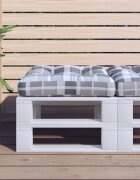 vidaXL Палетна възглавница сиво каре 60x60x12 см текстил