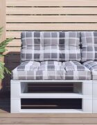 vidaXL Палетна възглавница сиво каре 70x40x12 см текстил
