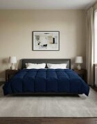 vidaXL Пълно годишно юрганче 200 x 220 cm 4 сезона Тъмен син Дишащo