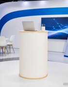vidaXL Панаирен пулт Светло кафяво и бяло Ø 60 x 93 см