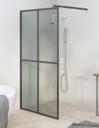 vidaXL Параван за баня 100x195 см тъмно закалено стъкло