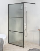 vidaXL Параван за баня 100x195 см затъмнено ESG стъкло черен