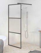 vidaXL Параван за баня 80x195 см полуматирано ESG стъкло черна