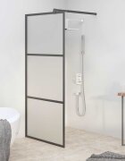vidaXL Параван за баня 90x195 см матирано ESG стъкло черно