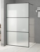 vidaXL Параван за баня черен 115x195 см матирано ESG стъкло