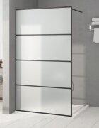 vidaXL Параван за баня черен 115x195 см матирано ESG стъкло