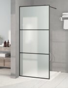 vidaXL Параван за баня черен 90x195 см матирано ESG стъкло