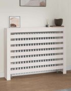 vidaXL Параван за радиатор бял 1085x19x84 см борово дърво масив