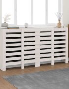 vidaXL Параван за радиатор бял 210x21x85 см борово дърво масив