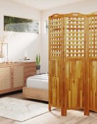 vidaXL Параван за стая 3 панела 1215x2x180 cм акациево дърво масив