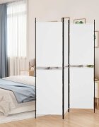 vidaXL Параван за стая 3 панела бял 150x180 см плат