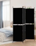 vidaXL Параван за стая 3 панела черен 150x180 см плат