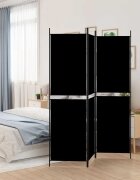 vidaXL Параван за стая 3 панела черен 150x200 см плат