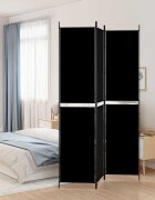 vidaXL Параван за стая 3 панела черен 150x220 см плат