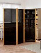 vidaXL Параван за стая 3 панела черен 210x180 cм