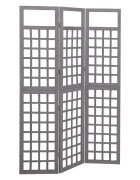 vidaXL Параван за стая 3 панела сив масивна ела 121x180 см
