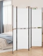 vidaXL Параван за стая 4 панела бял 200x180 см текстил