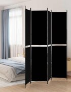 vidaXL Параван за стая 4 панела черен 200x220 cм плат
