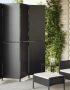 vidaXL Параван за стая 4 панела черен полиратан