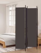 vidaXL Параван за стая 4 панела кафяв 200x220 cм плат