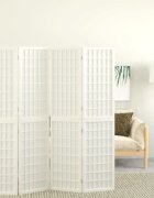 vidaXL Параван за стая 4 панела в японски стил 160x170 cм бял
