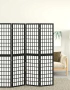 vidaXL Параван за стая 4 панела японски стил 160х170 cм черен