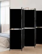 vidaXL Параван за стая 5 панела черен 250x180 см текстил