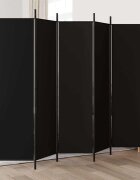 vidaXL Параван за стая 5 панела черен 250x200 см текстил