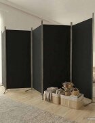 vidaXL Параван за стая 5 панела черен 433x180 см плат