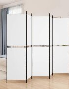 vidaXL Параван за стая 6 панела бял 300x180 см текстил