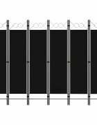 vidaXL Параван за стая 6 панела черен 240x180 cм