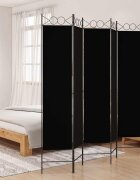 vidaXL Параван за стая 6 панела черен 240x200 cм плат