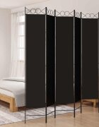 vidaXL Параван за стая 6 панела черен 240x220 cм плат