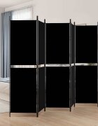 vidaXL Параван за стая 6 панела черен 300x180 cм плат