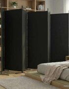 vidaXL Параван за стая 6 панела черно 520x180 cм текстил
