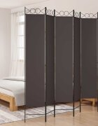 vidaXL Параван за стая 6 панела кафяв 240x220 см плат