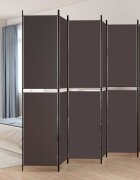 vidaXL Параван за стая 6 панела кафяв 300x220 см плат