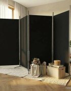 vidaXL Параван за стая черно 4 панела 346x180 см плат