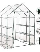 vidaXL Парник с 8 рафта 143x143x195 см