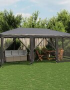 vidaXL Парти палатка с 10 мрежести странични стени антрацит 6x4 м HDPE