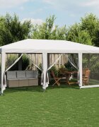 vidaXL Парти палатка с 10 мрежести странични стени бели 6x4 м HDPE