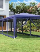 vidaXL Парти палатка с 10 мрежести странични стени синя 3x12 м HDPE