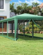 vidaXL Парти палатка с 10 мрежести странични стени зелена 3x12 м HDPE