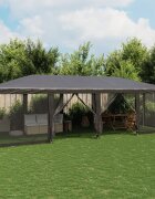 vidaXL Парти палатка с 12 мрежести странични стени антрацит 8x4 м HDPE