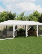 vidaXL Парти палатка с 12 мрежести странични стени бели 8x4 м HDPE