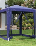 vidaXL Парти палатка с 4 мрежести странични стени синя 2x2 м HDPE