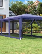 vidaXL Парти палатка с 8 мрежести странични стени синя 3x9 м HDPE