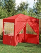 vidaXL Парти шатър 200 x 200 x 240 см Червено Полиетилен и стомана