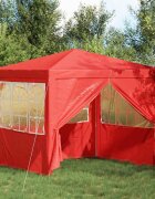 vidaXL Парти шатър 250 x 250 x 240 см Червено Полиетилен и стомана