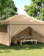 vidaXL Парти шатър 292 x 440 x 315 см Бежово Оксфордска тъкан